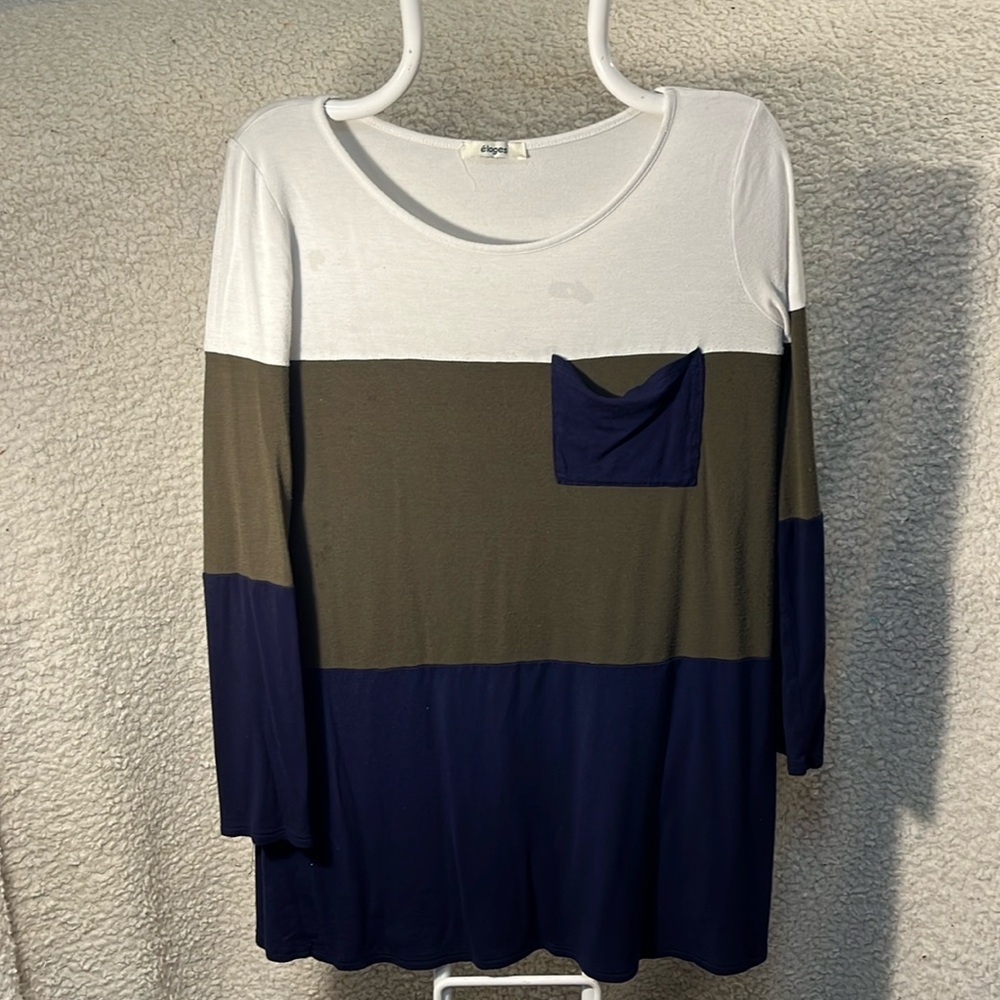 Eloges Three Colors Pocket front long tunic top